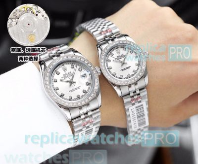 High Quality Clone Rolex Datejust White Dial Stainless Steel Lovers Watch